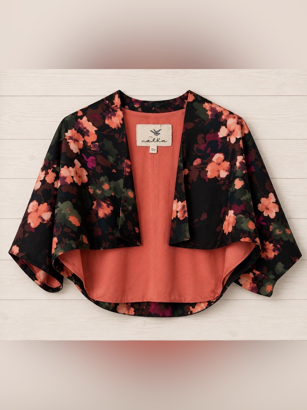 Tabitha Floral Kimono Jacket Women’s S Draped Sleeve Cropped Bolero Boho